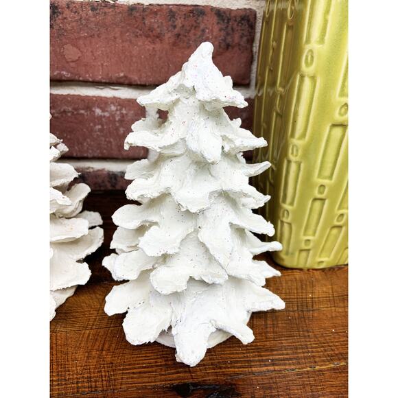 MCM 1960s Pair of Paper Mache White Glitter Christmas Trees - Picture 6 of 11